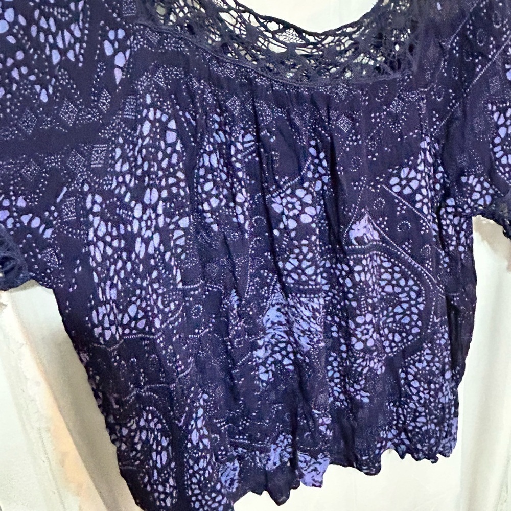 Dex Women's Lace Accent Blouse - Dark Purple-2X-new or like new - Picture 2 of 11